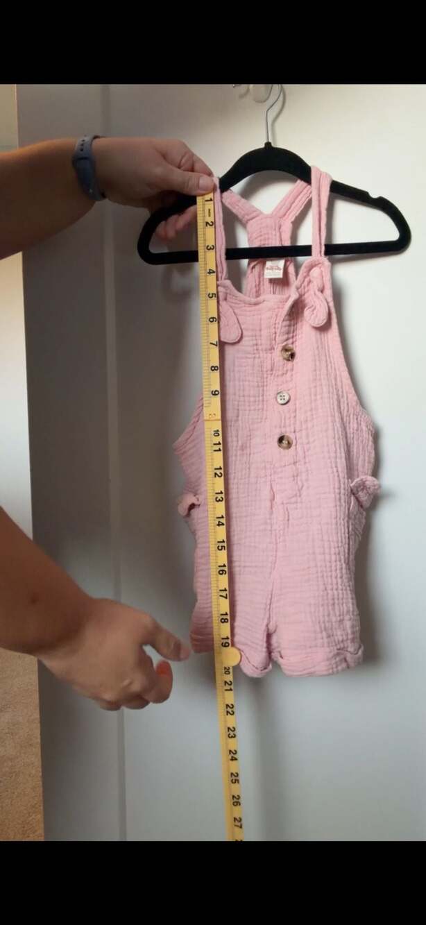 Sweet Butterfly Pink Muslin Cotton Gauze Shortalls Romper Size 4T_K12 - Picture 6 of 8
